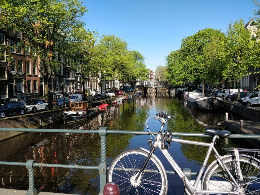 Bike on Brouwersgracht in the Amsterdam Canal Belt Bike on Brouwersgracht in the Amsterdam Canal Belt