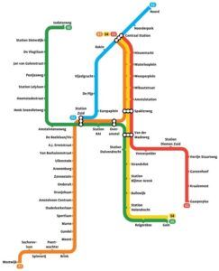Mappa della metropolitana di Amsterdam 2018