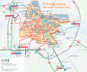 Amsterdam'daki P+R haritası