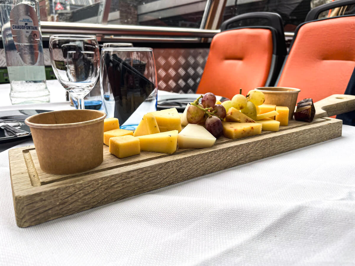 Lovers Canal Cruise cheese and wine