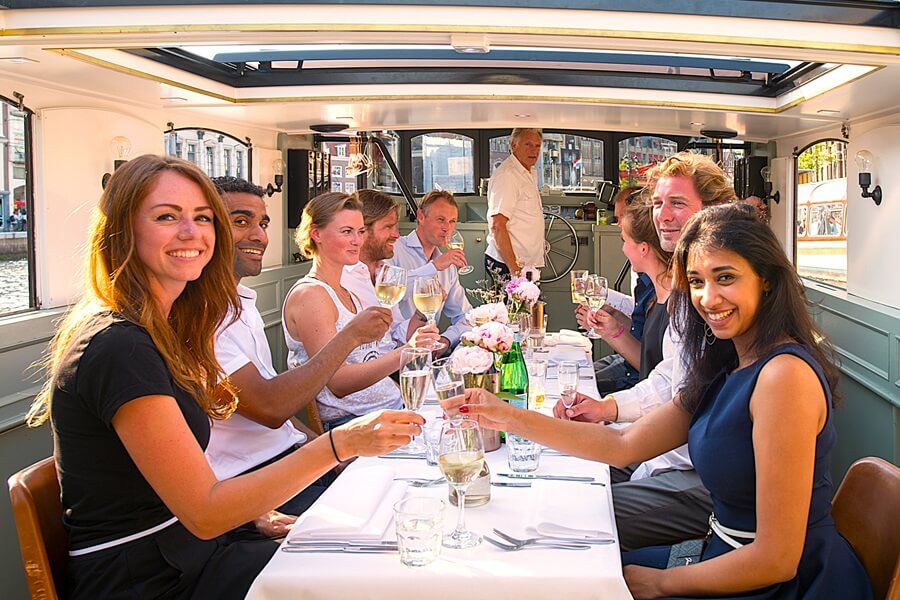 Business lunch on private boat