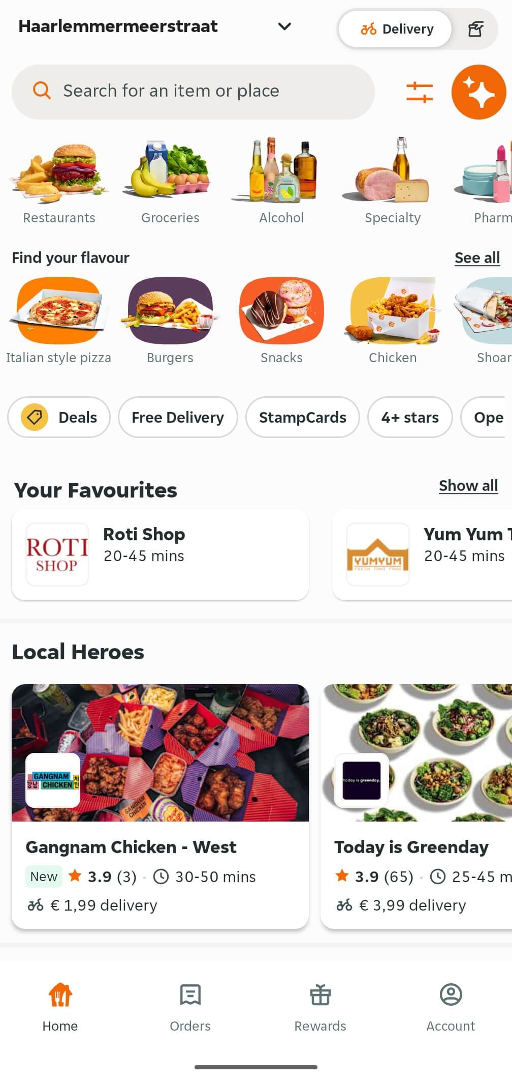 Thuisbezorgd app screenshot